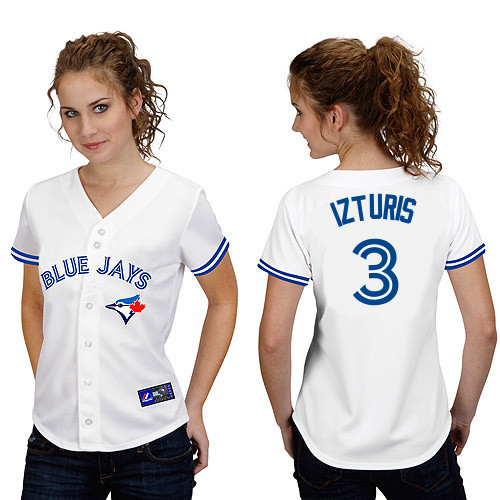 Maicer Izturis #3 mlb Jersey-Toronto Blue Jays Women's Authentic Home White Cool Base Baseball Jersey